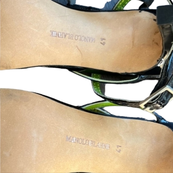 💚HP💚NEW Manolo Blahnik Black T-Strap Stiletto Heels💚Size 41 - Picture 6 of 6